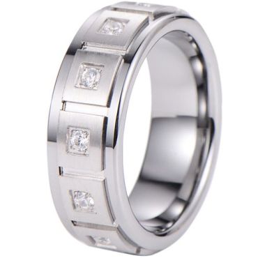(Wholesale)Tungsten Carbide Ring With Cubic Zirconia-7610