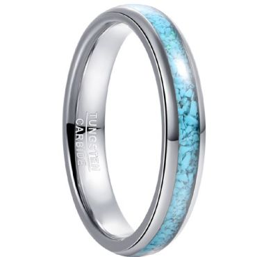 (Wholesale)Tungsten Carbide Turquoise Dome Court Ring-7799