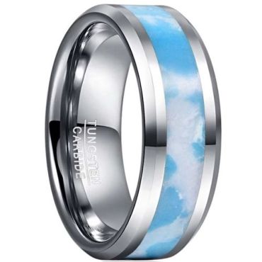 (Wholesale)Tungsten Carbide Camo Beveled Edges Ring-7834