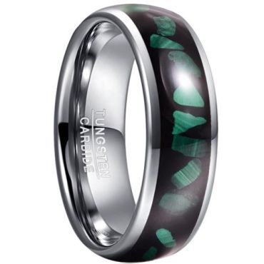 (Wholesale)Tungsten Carbide Green Malachite Ring-7897