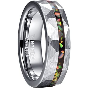 (Wholesale)Tungsten Carbide Faceted Ring With Crushed Opal-8274