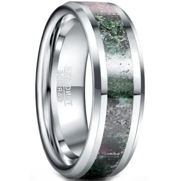 (Wholesale)Tungsten Carbide Green Meteorite Ring-8877
