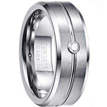 (Wholesale)Tungsten Carbide Ring With Cubic Zirconia-9381