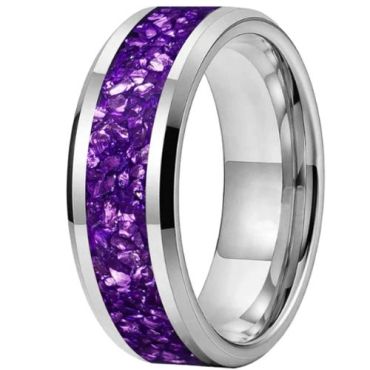 (Wholesale)Tungsten Carbide Ring With Purple Amethyst-9843