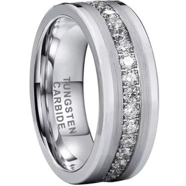 (Wholesale)Tungsten Carbide Ring With Cubic Zirconia-9863