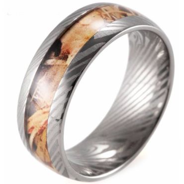 (Wholesale)Tungsten Carbide Camo Damascus Ring - 2748