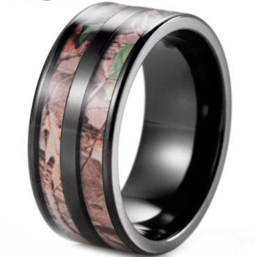 (Wholesale)Black Tungsten Carbide Camo Ring - 2811