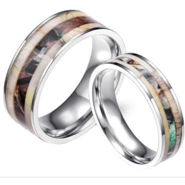 (Wholesale)Tungsten Carbide Deer Antler Camo Ring - 3652