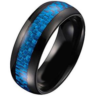 (Wholesale)Black Tungsten Carbide Carbon Fiber Ring-TG005AA