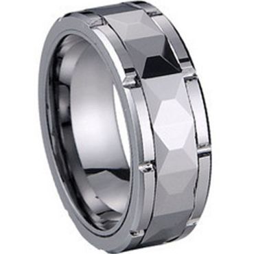 (Wholesale)Tungsten Carbide Brick Pattern Ring - TG1225