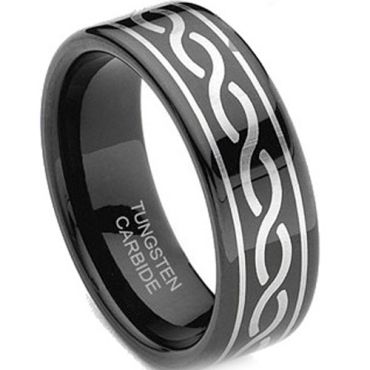 (Wholesale)Black Tungsten Carbide Infinity Ring - TG1356