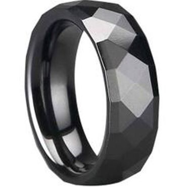 (Wholesale)Black Tungsten Carbide Faceted Ring - TG1665