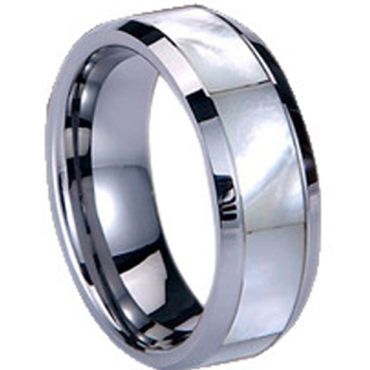 (Wholesale)Tungsten Carbide Abalone Shell Ring-1711