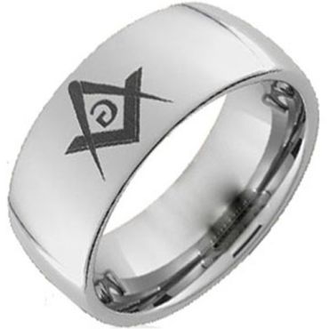 (Wholesale)Tungsten Carbide Dome Masonic Ring - TG173AA