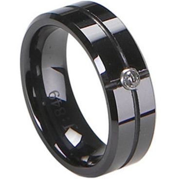 (Wholesale)Black Tungsten Carbide Ring - TG1754