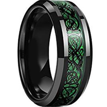 (Wholesale)Black Tungsten Carbide Dragon Ring - TG1841