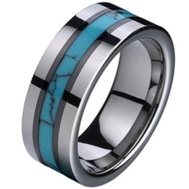 (Wholesale)Tungsten Carbide Imitate Turquoise Resin Ring-194A