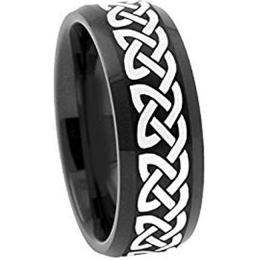 (Wholesale)Black Tungsten Carbide Celtic Ring - 1959