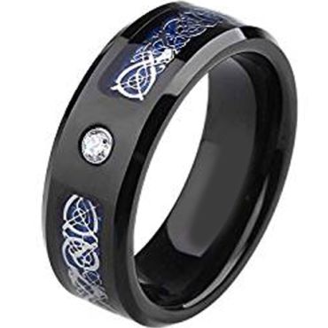 (Wholesale)Black Tungsten Carbide Dragon Ring - TG2025