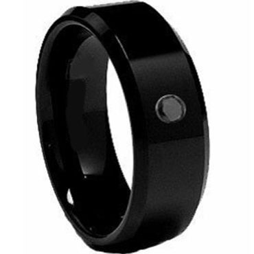 (Wholesale)Black Tungsten Carbide Ring With Cubic Zirconia-2062
