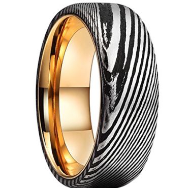 (Wholesale)Tungsten Carbide Black Rose Damascus Ring - TG2089