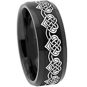 (Wholesale)Black Tungsten Carbide Heart Ring - 2108