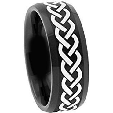 (Wholesale)Black Tungsten Carbide Celtic Ring - TG2116
