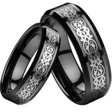 (Wholesale)Black Tungsten Carbide Celtic Inlays Ring-TG2189