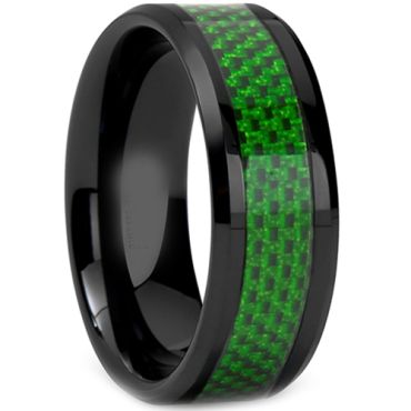 (Wholesale)Black Tungsten Carbide Carbon Fiber Ring-2212