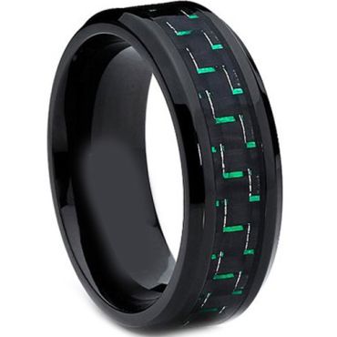 (Wholesale)Black Tungsten Carbide Carbon Fiber Ring-TG2213