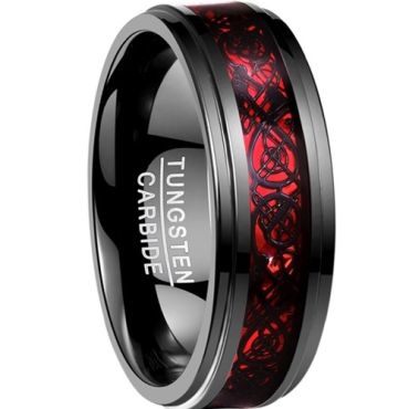 (Wholesale)Black Tungsten Carbide Dragon Ring - TG2214