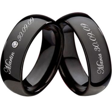 (Wholesale)Black Tungsten Carbide Ring With Custom Engraving-223
