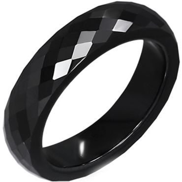 (Wholesale)Black Tungsten Carbide Faceted Ring - TG2281