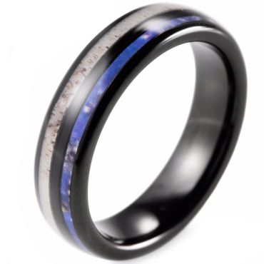 (Wholesale)Black Tungsten Carbide Deer Anter & Camo Ring-TG2283