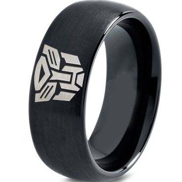 (Wholesale)Black Tungsten Carbide Transformer Ring - TG2286