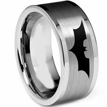 (Wholesale)Tungsten Carbide Batman Double Groove Ring - TG2549