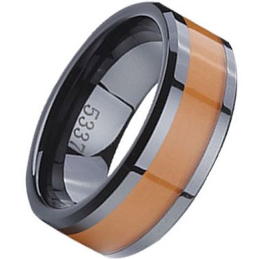 (Wholesale)Black Tungsten Carbide Ring With Ceramic - TG2713