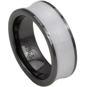 (Wholesale)White Black Ceramic Ring - TG2790