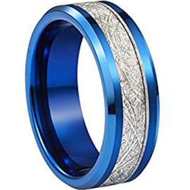 (Wholesale)Blue Tungsten Carbide Imitate Meteorite Ring - TG2807