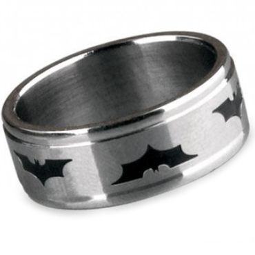 (Wholesale)Tungsten Carbide Batman Double Groove Ring - TG2878