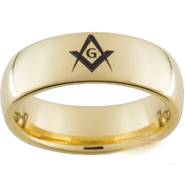 (Wholesale)Tungsten Carbide Dome Masonic Ring - TG2894AA