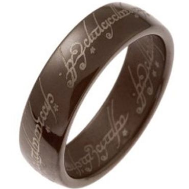 (Wholesale)Tungsten Carbide Espresso Dome Lord The Rings Ring Power-2968