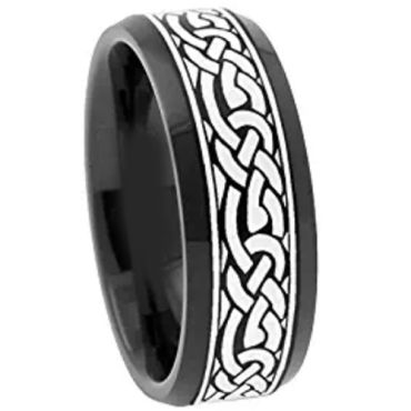 (Wholesale)Black Tungsten Carbide Celtic Ring - TG3062