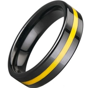 (Wholesale)Black Tungsten Carbide Ring With Ceramic - TG3083A