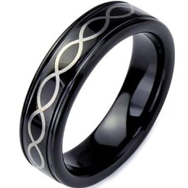 (Wholesale)Black Tungsten Carbide Infinity Ring - TG3369
