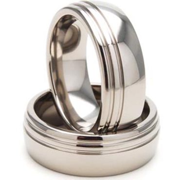 (Wholesale)Tungsten Carbide Offset Double Groove Ring - TG3446