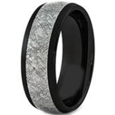(Wholesale)Black Tungsten Carbide Imitate Meteorite Ring - TG346