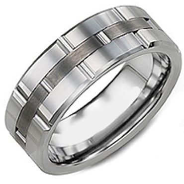 (Wholesale)Tungsten Carbide Brick Pattern Ring - TG3601