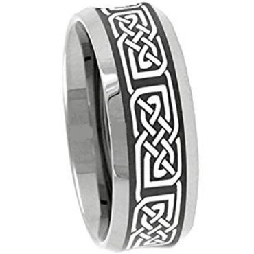 (Wholesale)Tungsten Carbide Celtic Beveled Edges  Ring - 3647