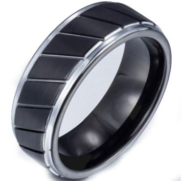 (Wholesale)Tungsten Carbide Diagonal Groove Ring - TG3667